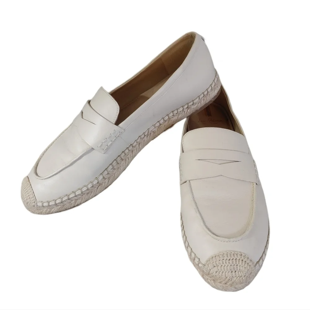 Sam Edelman Cream Espadrille Flats Women's Size 9.5 Leather Loafers